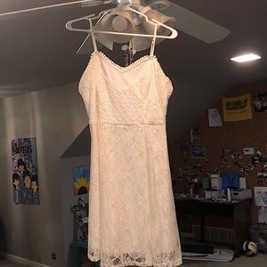 Cream lace mini dress